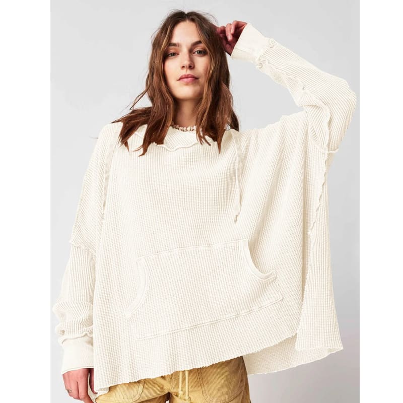 Pull à capuche en maille gaufrée pour femmes