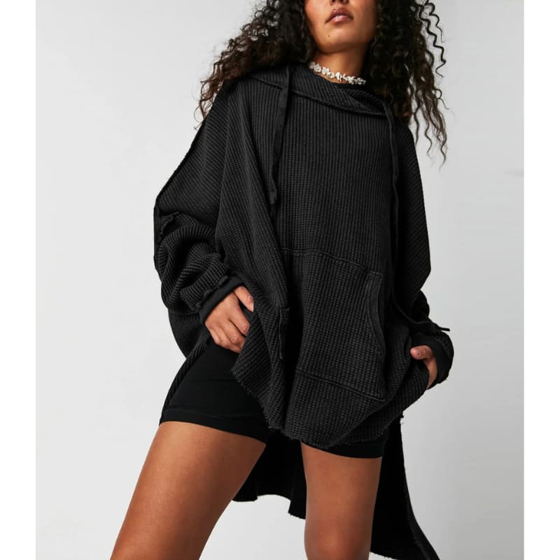 Pull à capuche en maille gaufrée pour femmes