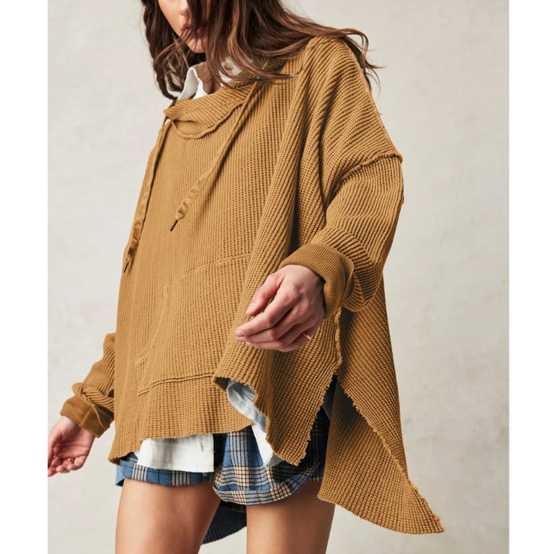 Pull à capuche en maille gaufrée pour femmes
