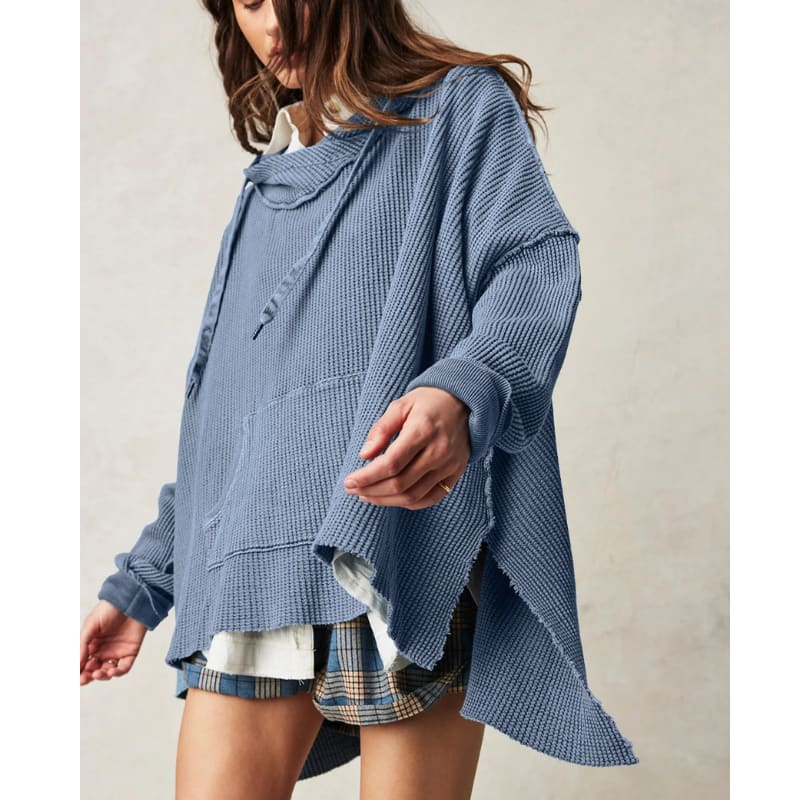 Pull à capuche en maille gaufrée pour femmes