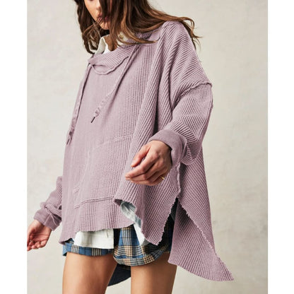 Pull à capuche en maille gaufrée pour femmes