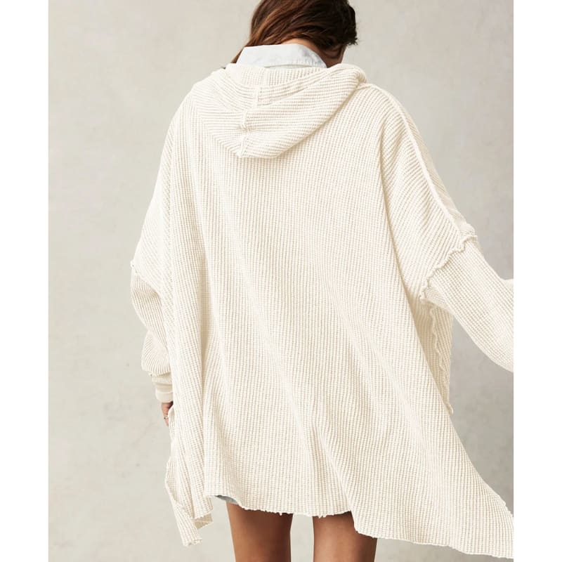 Pull à capuche en maille gaufrée pour femmes