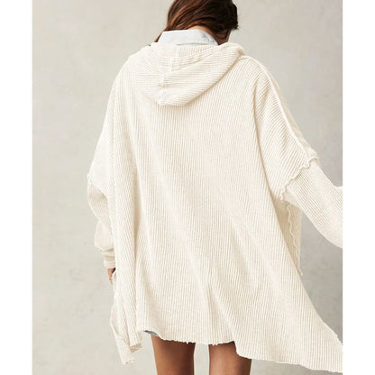 Pull à capuche en maille gaufrée pour femmes