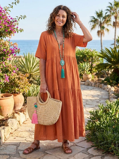 Robe Maxi À Jupe À Deux Volants Pour Femme | Idéale Pour Les Journées Chaudes Et Les Sorties Décontractées