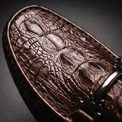 Mocassin à motif effet croco et ornement métallique pour homme | Idéal pour l’automne
