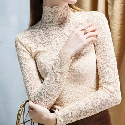 Haut À Manches Longues Et Col Montant Avec Détails Décoratifs Pour Femme | Idéal Pour Le Quotidien Et Les Occasions