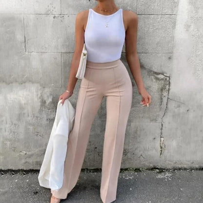 Pantalon Évasé à Taille Haute pour Femme | Idéal pour le Bureau et les Sorties Décontractées