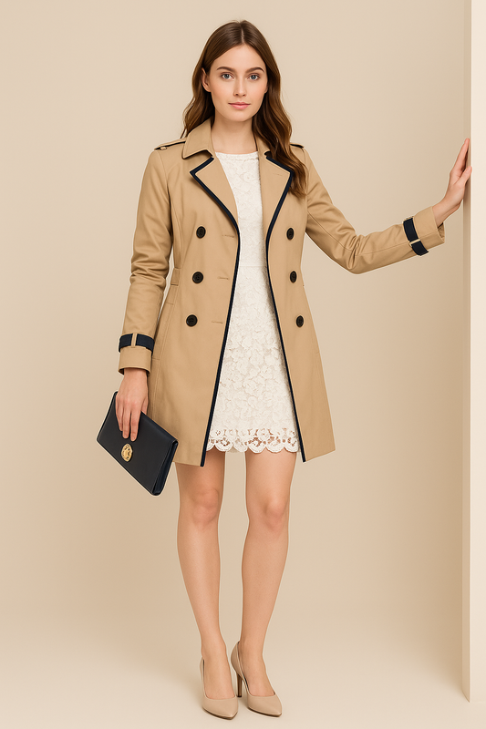 Trench Coat à Double Boutonnage avec Ceinture Ajustable pour Femmes | Idéal pour l’Automne et l’Hiver