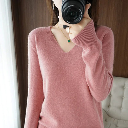 Pull En Tricot Avec Col En V Et Coupe Décontractée Pour Femmes | Adapté Aux Tenues Du Quotidien