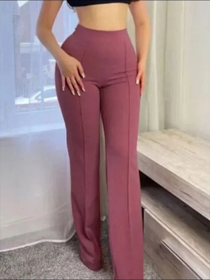 Pantalon Évasé à Taille Haute pour Femme | Idéal pour le Bureau et les Sorties Décontractées
