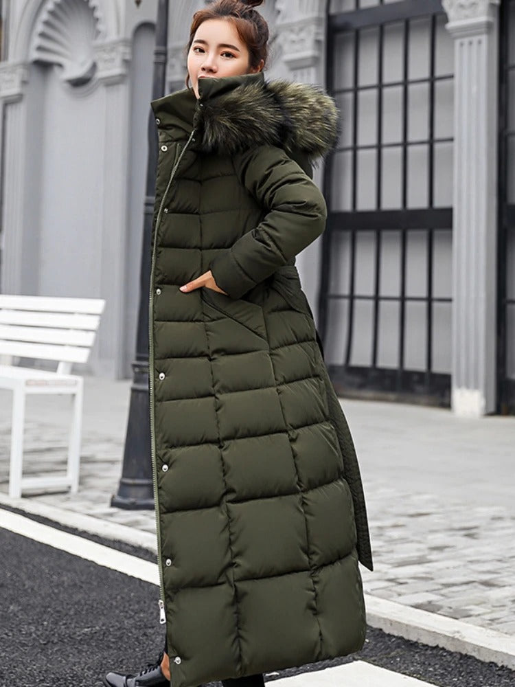 Manteau D’Hiver Long avec Ceinture pour Femme | Idéal pour Temps Froid