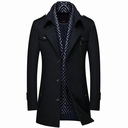 Trench Long Avec Conception À Double Épaisseur Pour Homme | Idéal Pour L’Hiver Et Les Occasions Formelles