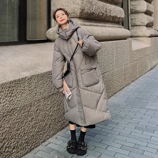 Manteau Matelassé Long avec Fermeture À Boutons pour Femme | Idéal pour La Saison Automne-Hiver