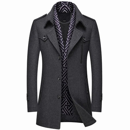 Trench Long Avec Conception À Double Épaisseur Pour Homme | Idéal Pour L’Hiver Et Les Occasions Formelles