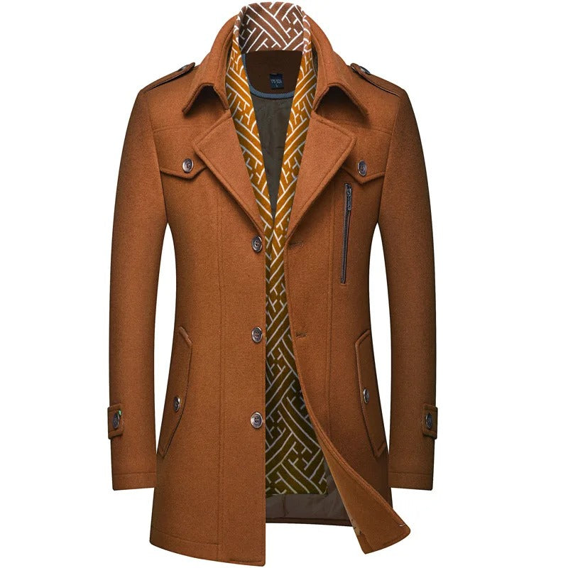 Trench Long Avec Conception À Double Épaisseur Pour Homme | Idéal Pour L’Hiver Et Les Occasions Formelles