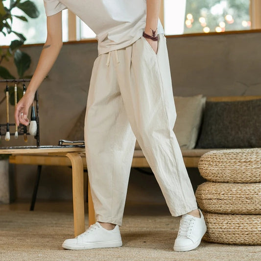 Pantalon Ample Avec Taille Élastique Et Cordon De Serrage Pour Homme | Idéal Pour Usage Quotidien Et Saison Chaude