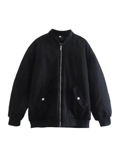 Veste Bomber Coupe Ample Avec Fermeture Zippée Pour Femmes | Idéal Pour Mi-Saison Et Usage Quotidien