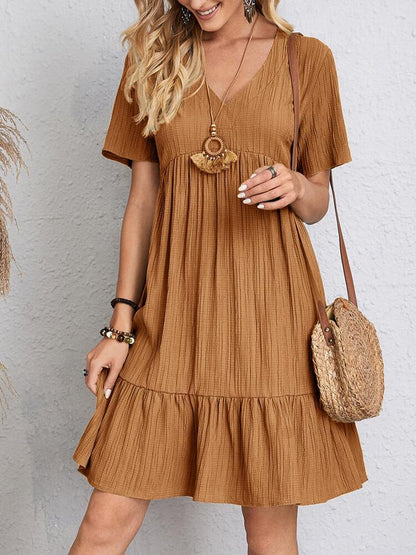 Robe d'Été avec Col en V et Coupe Ample pour Femme | Idéal pour les Journées Décontractées