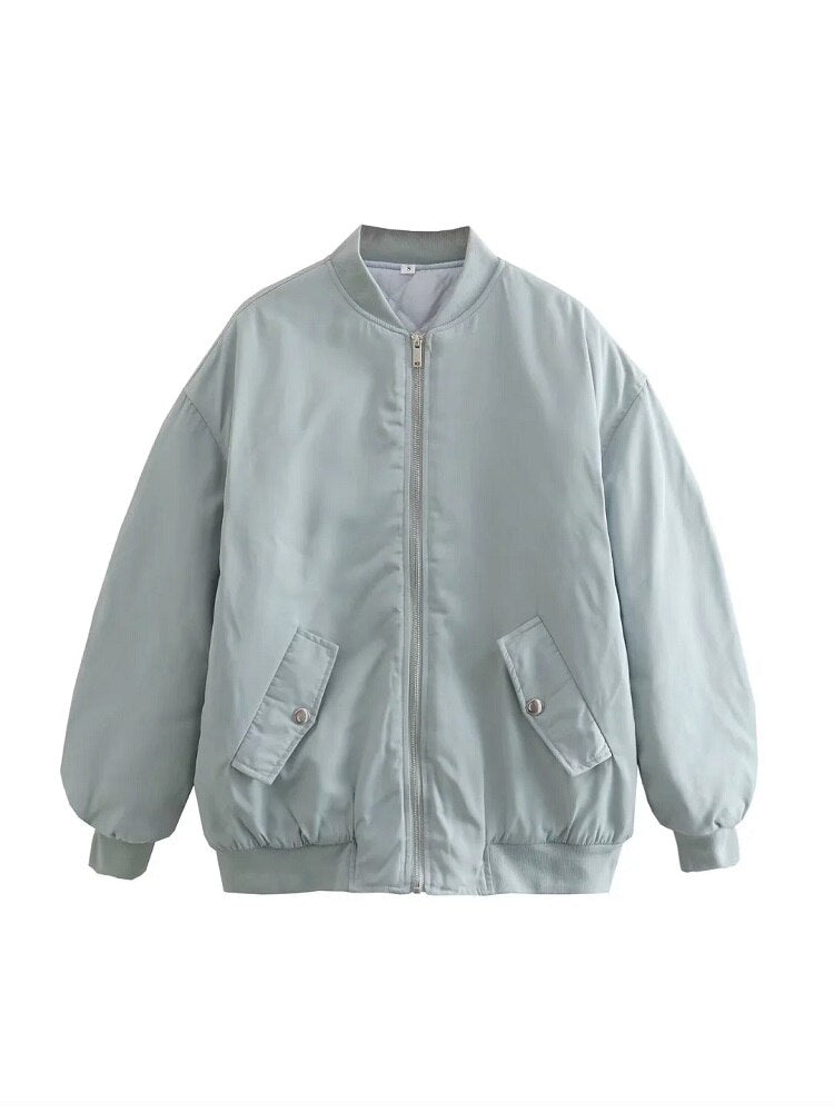 Veste Bomber Coupe Ample Avec Fermeture Zippée Pour Femmes | Idéal Pour Mi-Saison Et Usage Quotidien