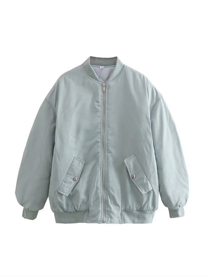 Veste Bomber Coupe Ample Avec Fermeture Zippée Pour Femmes | Idéal Pour Mi-Saison Et Usage Quotidien