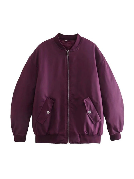 Veste Bomber Coupe Ample Avec Fermeture Zippée Pour Femmes | Idéal Pour Mi-Saison Et Usage Quotidien