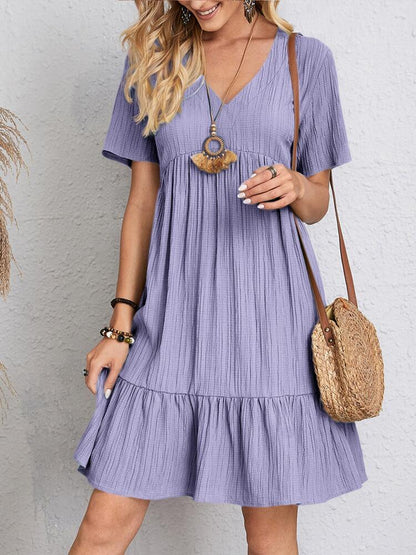 Robe d'Été avec Col en V et Coupe Ample pour Femme | Idéal pour les Journées Décontractées