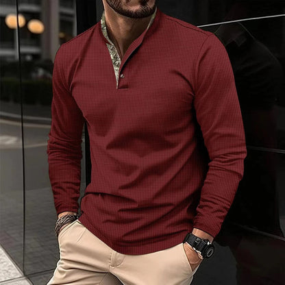 Polo À Manches Longues Avec Col Coloré Pour Homme | Idéal Pour Usage Quotidien Ou Bureau