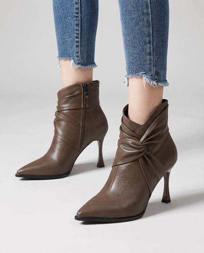 Bottines À Bout Pointu Avec Talon Aiguille Et Détail Nœud Torsadé Pour Femme | Idéal Pour L'automne Et Les Occasions Habillées
