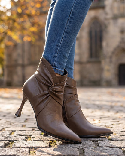 Bottines À Bout Pointu Avec Talon Aiguille Et Détail Nœud Torsadé Pour Femme | Idéal Pour L'automne Et Les Occasions Habillées