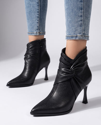 Bottines À Bout Pointu Avec Talon Aiguille Et Détail Nœud Torsadé Pour Femme | Idéal Pour L'automne Et Les Occasions Habillées