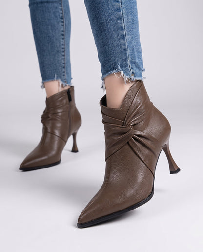 Bottines À Bout Pointu Avec Talon Aiguille Et Détail Nœud Torsadé Pour Femme | Idéal Pour L'automne Et Les Occasions Habillées