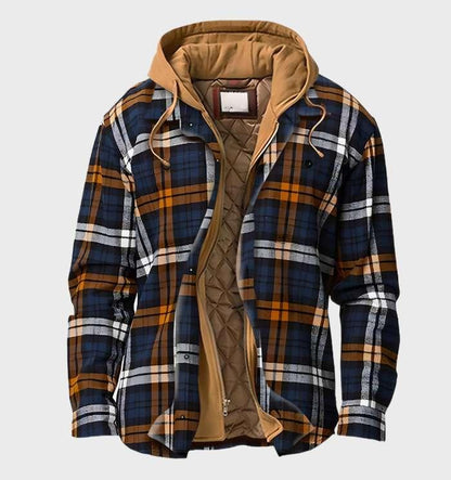Veste à capuche à carreaux pour hommes