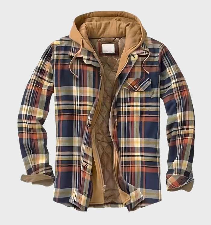 Veste à capuche à carreaux pour hommes