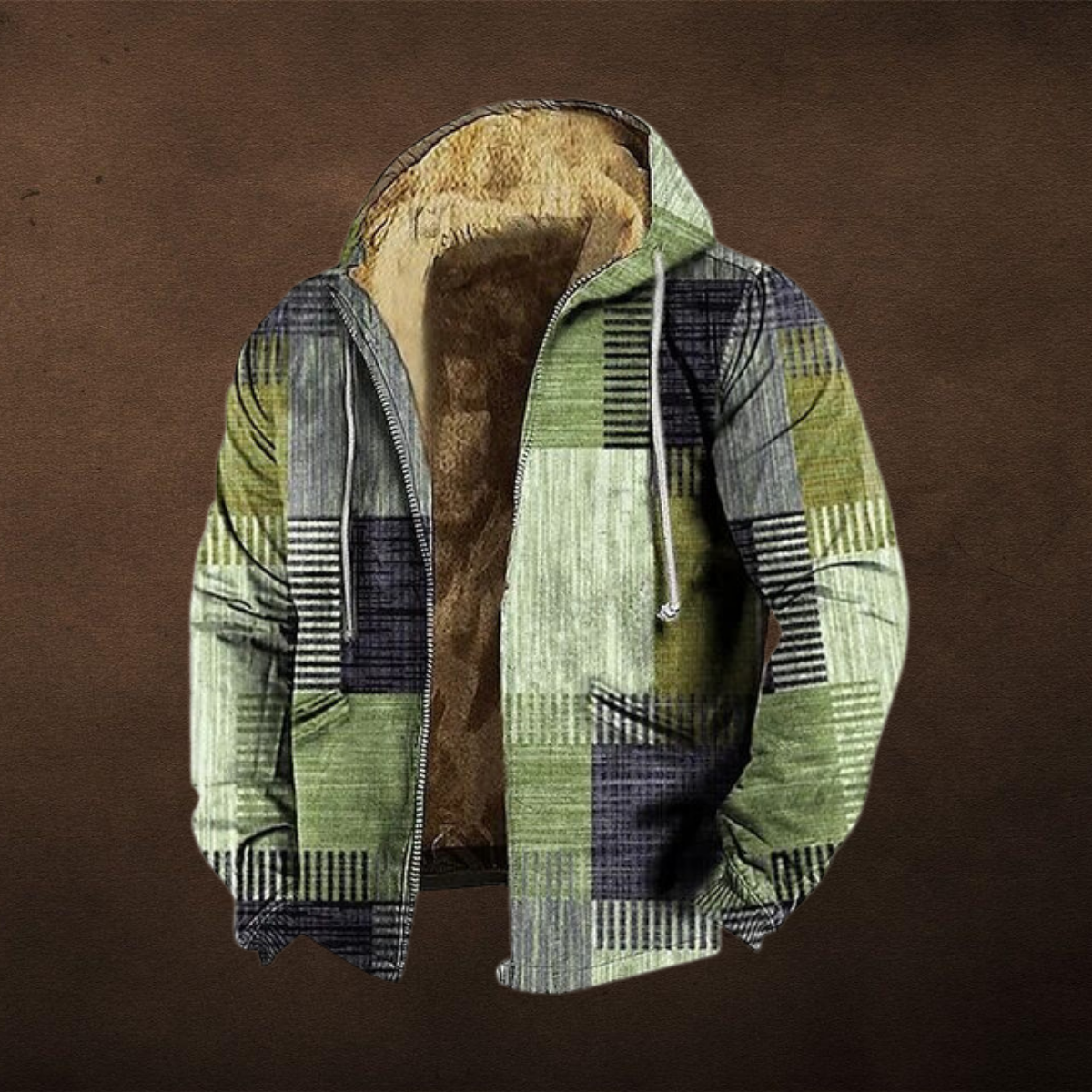 Veste à capuche motif patchwork pour hommes