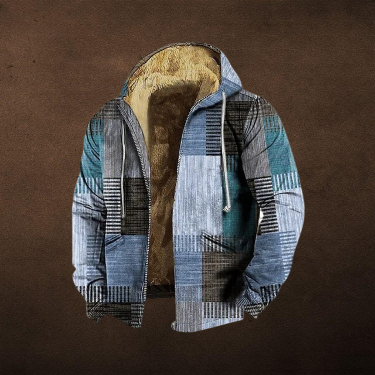 Veste à capuche motif patchwork pour hommes