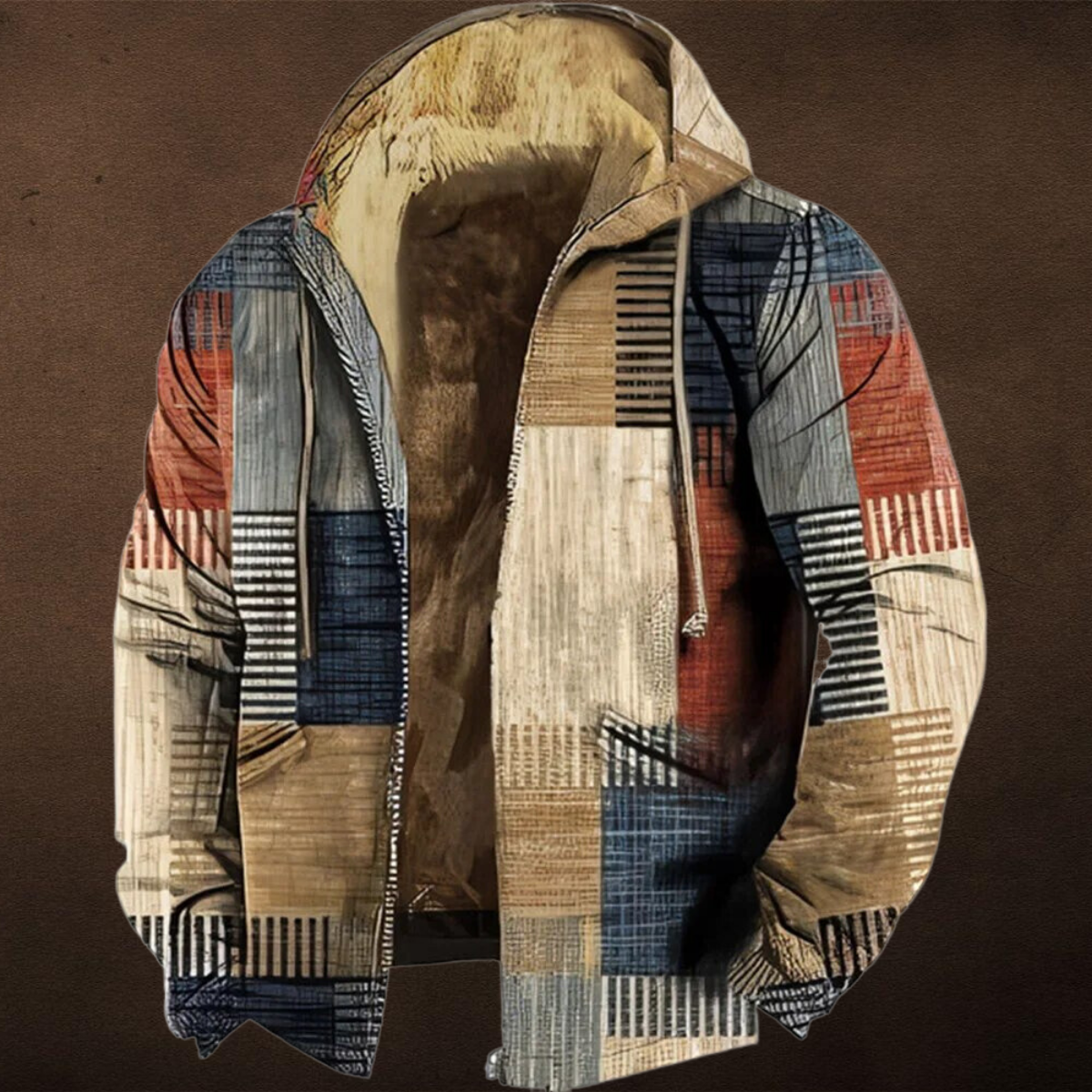 Veste à capuche motif patchwork pour hommes