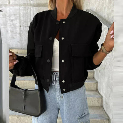 Veste bomber à poches à rabat pour femmes