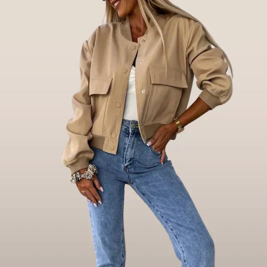 Veste bomber à poches à rabat pour femmes