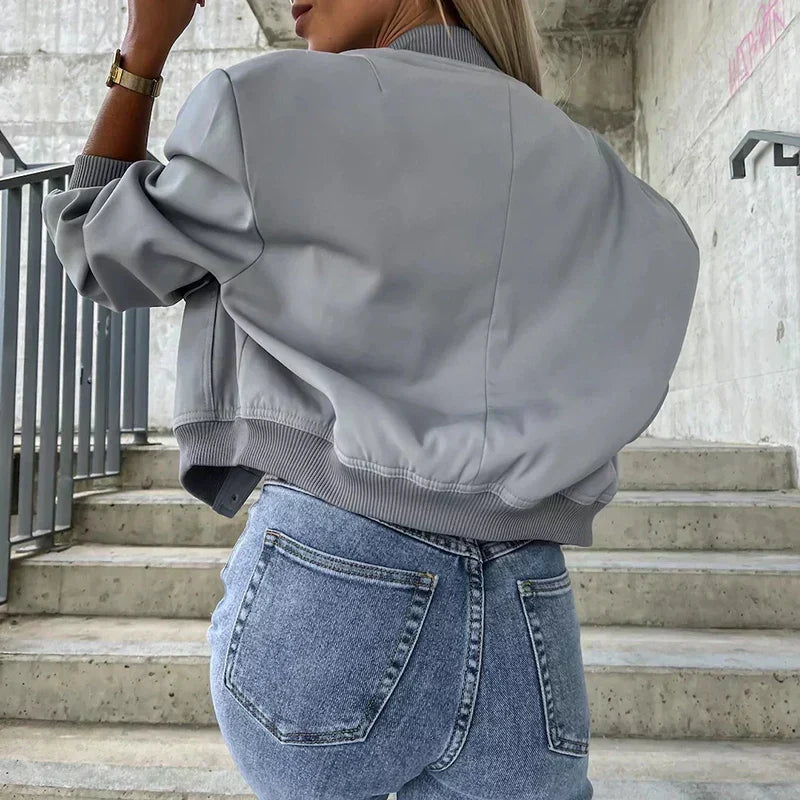 Veste bomber à poches à rabat pour femmes