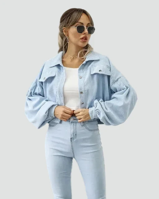 Veste courte à manches bouffantes pour femmes