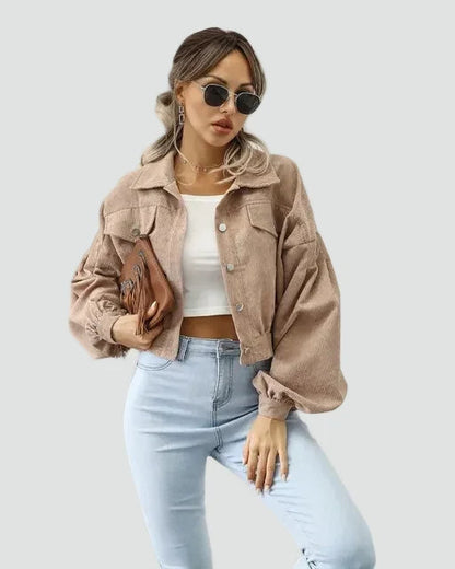 Veste courte à manches bouffantes pour femmes