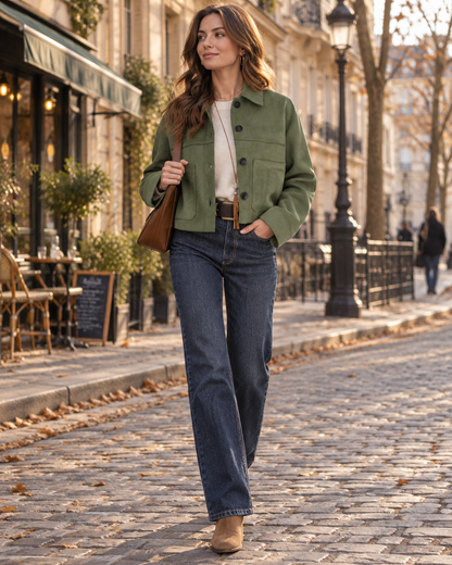 Veste courte à poches plaquées pour femmes
