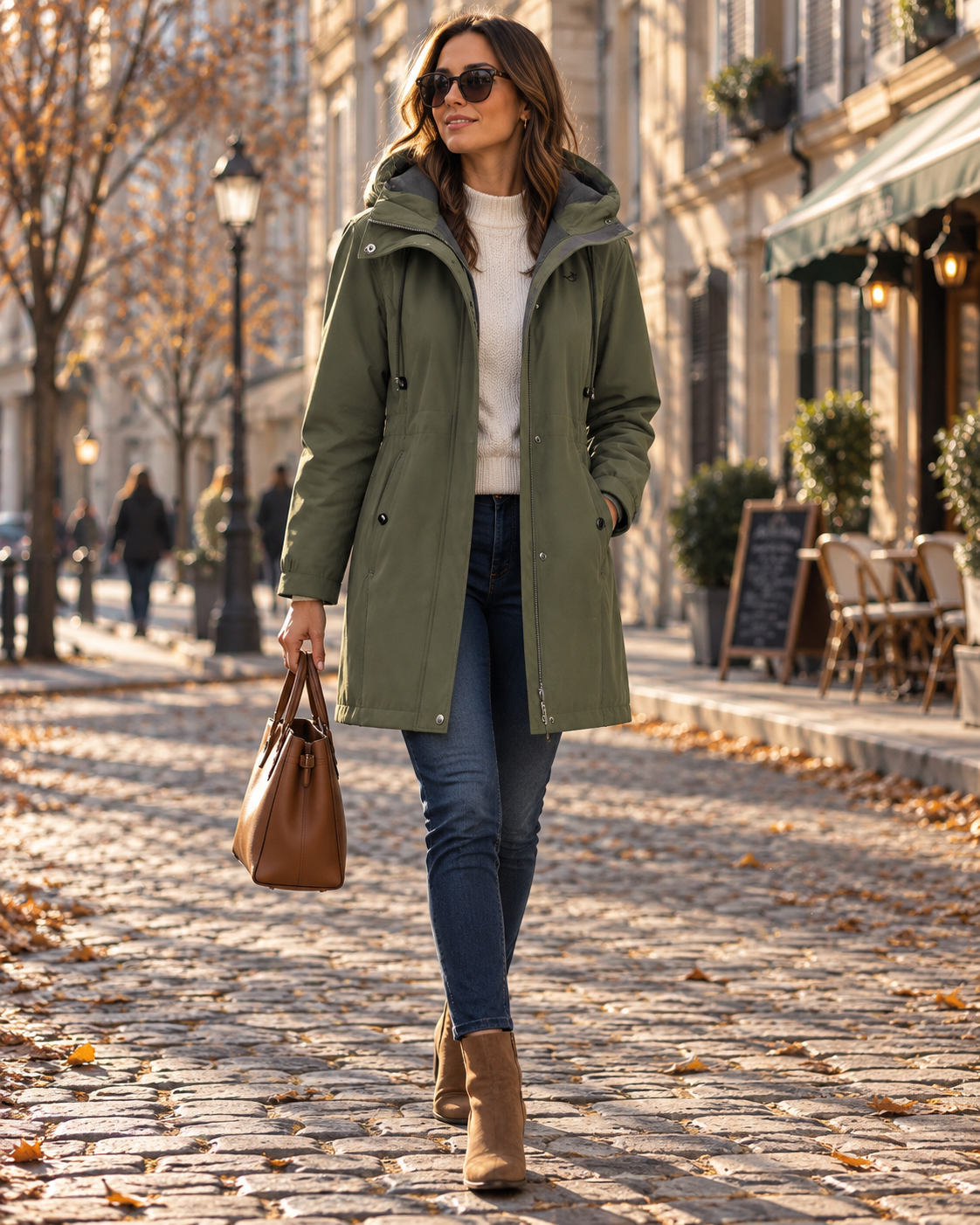 Veste longue à capuche pour femmes