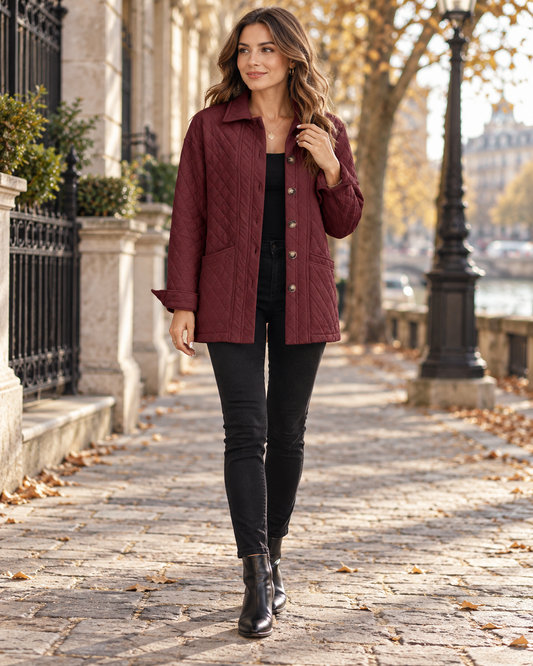 Veste matelassée à col chemise pour femmes
