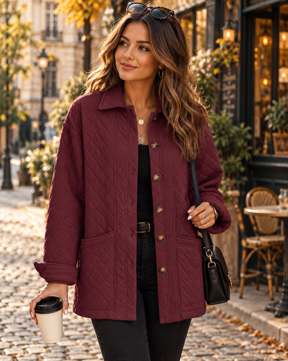 Veste matelassée à col pointu pour femmes