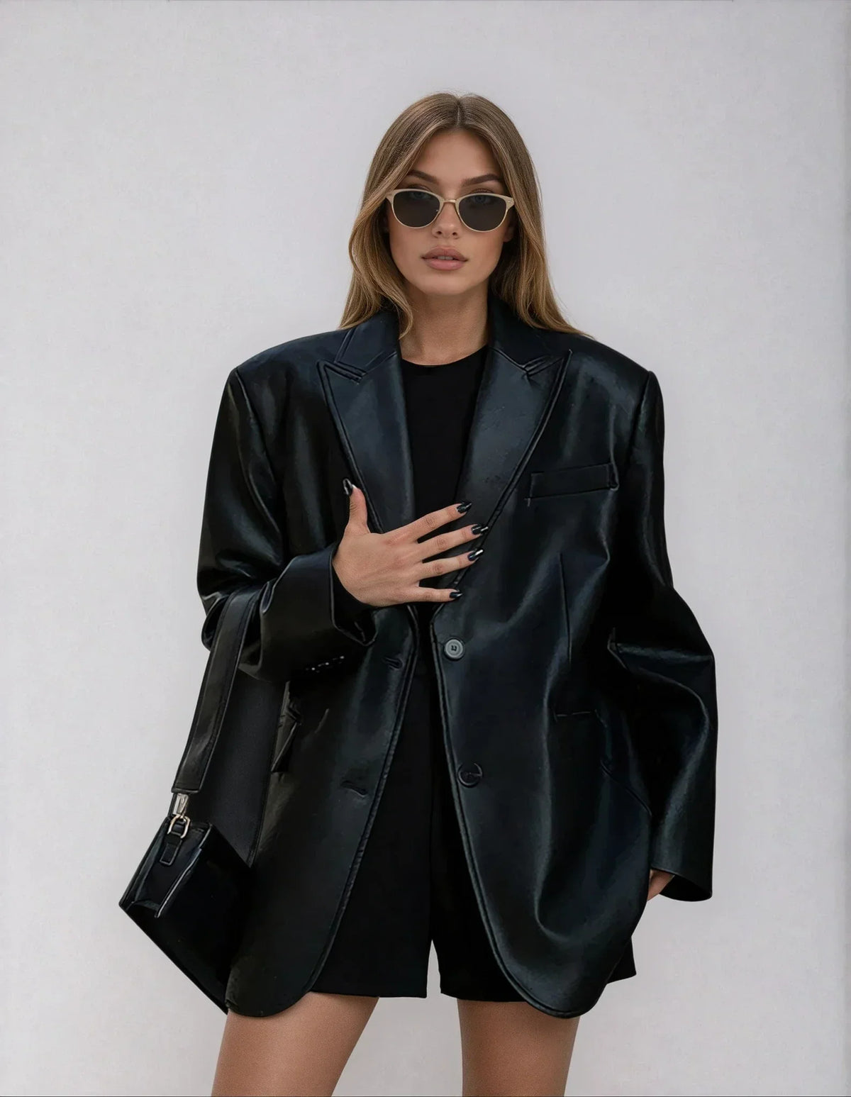 Blazer oversize à revers cranté pour femmes