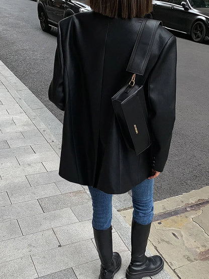 Blazer oversize à revers cranté pour femmes