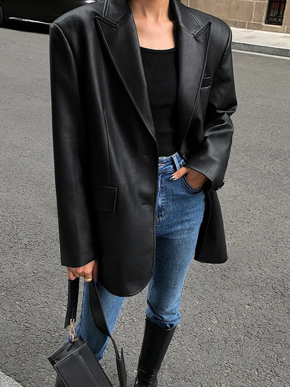 Blazer oversize à revers cranté pour femmes