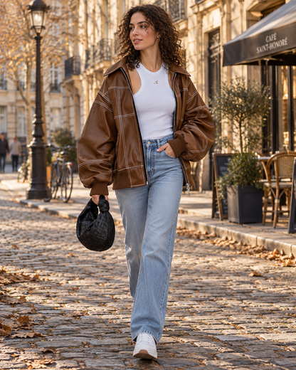 Veste zippée à col revers pour femmes