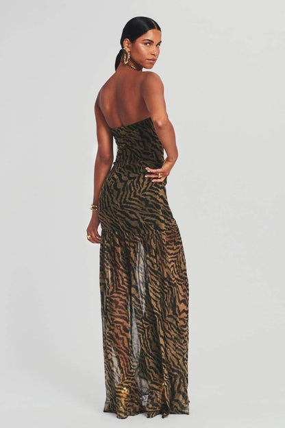 Robe Longue Bustier À Imprimé Animalier Pour Femmes | Idéale Pour Soirées Et Événements D’Été